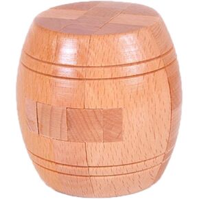 Handmade Powder Barrel Interlocking Wooden Puzzle Brain Teaser Puzzles Lock Logic Puzzle Intellectual Removing Assembling Toy for Kids and Adults SHUYUE