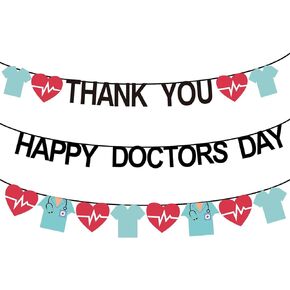 Happy Doctors Day Banner Doctor Appreciation Day Decorations, Thank You Doctors Banner Doctor's Day Celebration Banner Party Decorations