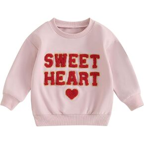Ledy Champswiin Toddler Girl Valentine's Sweatshirt Clothes Long Sleeve Pullover Sweat Tops Letter Print Crewneck Blouses