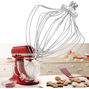 KN211WW 11-Wire Whip Suitable For Kit-chen-aid KN211WW Stand Mixer, Stainless Steel Whisk Attachment Fit for 7 Quart Tilt-Head Lift Stand Mixer for Cakes Flour Cream Whisk
