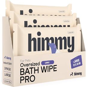 Himmy XL Pet Wipes for Dogs and Cats – 18" x 30" Bath Wipes for Cleaning, Deodorizing, Conditioning, Anti-Itch Grooming, Wet Dog Wipes for Paws, Butt, Ear, Eye, Face Whole Body Lavender