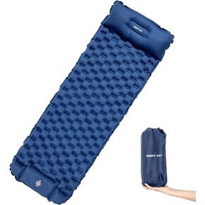 Night Cat Inflatable Sleeping Pads Mat Bed with Foot Pump Pillow for Camping Backpacking Hiking Ultra-Light Compact Comfortable Extendable 77"x26"