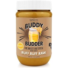BUDDY BUDDER Bark Bistro, 100% Natural Dog Peanut Butter Treats, Dog Enrichment, Pill Pocket, Made in USA, (17 oz Jars)