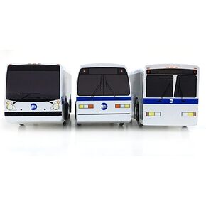 MUNI PALS Munipals New York City Bus Wooden Roadway Bus and Depot Set-Child Safe and Tested Wood Toy Busses
