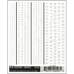 Woodland Scenics Dry Transfer Decals Railroad Gothic Letters White
