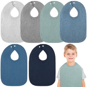 6 Pcs Extra Large Muslin Toddler Bibs Baby Bibs for Girls and Boys Bandana Drool Bibs Absorbent Adjustable Cotton Baby Feeding Bib for Teething Drooling Newborn Infant Gift, 6 Solid Colors