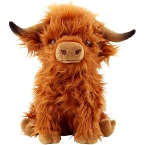 Highland Cows Stuffed Animal Scottish Highland Cows Plush Toy Cute Farm Plushie Christmas Birthday Gifts for Adults Boys Girls (Yellow, 7.2)