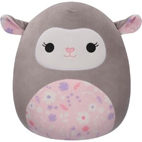 Squishmallows Original 12-Inch Elea Grey Lamb with Pink Floral Belly - Official Jazwares Plush