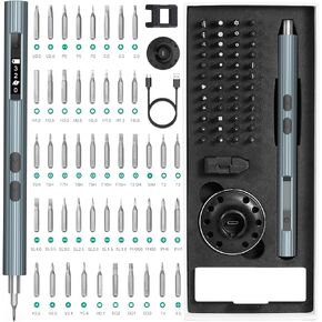 مفك براغي كهربائي لاسلكي من LOFICOPER، مجموعة مفك براغي دقيقة 52 في 1 قابلة لإعادة الشحن، مع قاعدة شحن، عزم دوران 3 تروس، شاشة عرض الطاقة، مصابيح عمل LED، لنظارات الهاتف المحمول in Kuwait