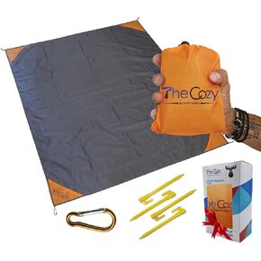 Sand Free Compact Beach Blanket - Pocket Picnic Sheet for Outdoor Multiple Use | Best Mat for Travel & Festivals, Soft & Quick Drying with 4 Portable Tent Pegs and a Unique Gift Box