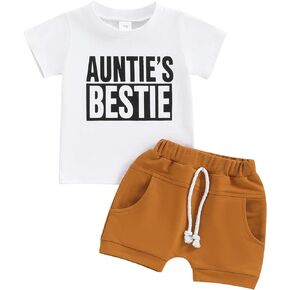 Molgkyo Baby Boy Girl Summer Clothes Short Sleeve T-shirt Letter Tops Elastic Waist Shorts Sets 2Pcs Cute Toddler Outfit
