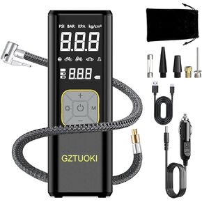 Tire Inflator,Portable Air Compressor for Tires,Battery & 12V DC Dual Power,150 PSI Auto Air Pump for Car Tires Cordless with Tire Pressure Gauge, Electric Balloon Pump Also for Ball,Bike,Inflatables