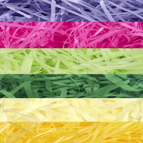 6 Colors Easter Grass Raffia Paper Shreds,Easter Basket Filler Stuffers for Easter Egg Hunt Decorate, Easter Gift Wrap Easter Party Decoration, Party Favors, Classroom