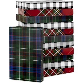 Hallmark Plaid Shirt Box Bundle (12 Boxes, 3 Designs) Blue, Green, Red Plaid, Black Buffalo Check for Valentine's Day, Birthdays, Father's Day