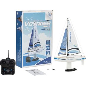 Voyager 280 2.4GHz RC Motor Powered Sailboat in Red - 17.5" Tall