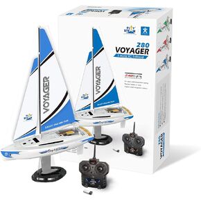 Voyager 280 2.4GHz RC Motor Powered Sailboat in Red - 17.5" Tall
