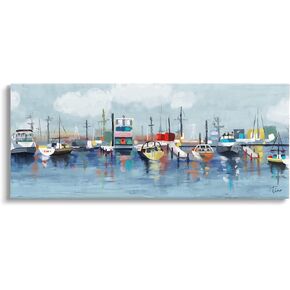 Stupell Industries Varied Boats Docked Port Marina Ocean Landscape Canvas Wall Art, Design By Tina Finn