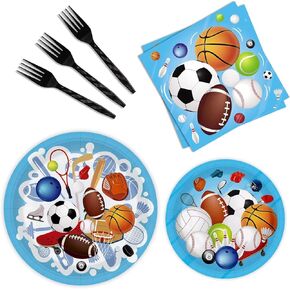 96 Pcs Basketball Plates Basketball Party Supplies Including Basketball Plates and Napkins Party Supplies, Forks Basketball Party Favors for Kids Basketball Birthday Decorations