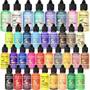 Airbrush Paint Set - 36 Colors Ready to Spray Airbrush Kit with 2 Cleaning Brush, Water Based Acrylic Air Brush Paint for Artists, Plastic Models - 1fl oz