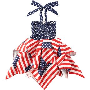 4th of July Toddler Girl Outfit Halter Stars Fourth of July Dresses for Toddler Girls Independence Day Clothes