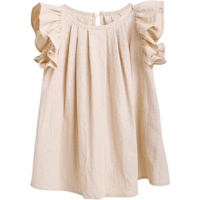 Yanmucy Toddler Cotton Dress Baby Girls Summer Beach Ruffle Pink/Beige Dresses 6-24 Months