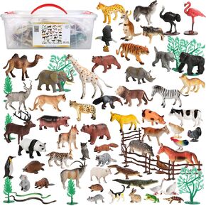 Migration 100 Piece Set of Animal Plastic Figures Playset, Includes Wild, Safari, Zoo, Jungle, Farm, Forest, Desert, Ocean Animals, Birds, Action Toy Figures Accessories and Container in Saudi Arabia