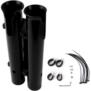 Fishing Rod Holder, Secures Fishing Pole to Bicycle,2 Tubes Rod Holder, Holds 2 Rods, Easy to Mount, Rod Rack for Bicycle Fishing