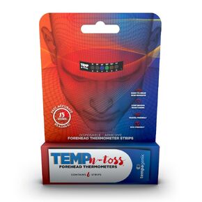 Fast Reading Disposable Forehead Thermometer Strips - Temp-N-Toss for Accurate & Hygienic Adult Temperature Measurement - Easy to Use and Reliable Single-Use Fever Indicator (12)