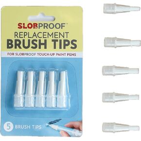 Slobproof 5-Pack Replacement Brush Tips for Refillable Touch up Paint Pen, Refillable Paint pens for Walls, Touch up Work, Fillable Paint Pens for Touch-up Brush Tool for Paint Syringe with Brush Tip