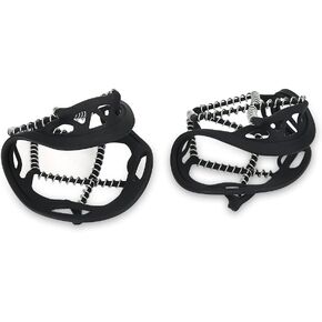 Dilwe Crampons Ice Cleats Traction Snow Grips Traction Cleats 1 Pair Anti-Skid Ice Cleat and Tread with Rubber Straps Stainless Steel Spikes for Outdoor Sports Mountaineering Walking Jogging Hiking