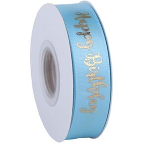 Happy Birthday Ribbon Birthday Cake Decorations Satin Ribbons for Bouquet, DIY Birthday Gift Wrapping, Craft Bow Making, Party Supplies, Wedding Decoration (Black)