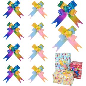 20PCS Pull Bows,6 Inch Large Rainbow Color Birthday Gift Wrapping Ribbon for Basket Box Decor Party Supplies Wine Bottles Valentine's Day Gift Decorations