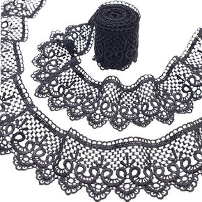 White Lace Trim 4.6 Yards Venice Lace Ribbon Embroidery Craft Lace for Sewing Clothes Home Party Decoration