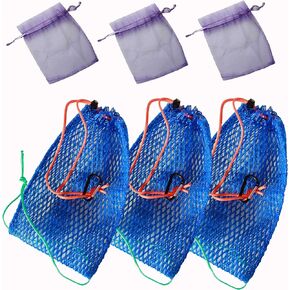 BRILISLE Crab Trap Bait Bags 6 Pieces 12 Pieces Set with Stainless Locker for Crab Catfish crawfis Lobster,Crab Bait Bags Lobster Pots Bait Bags