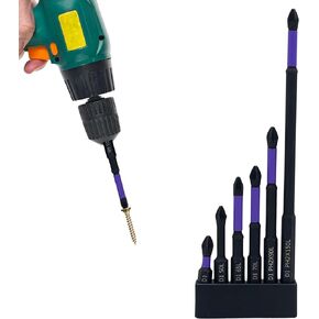 (6PCS/Set) Upgraded Magnetic Drill Bits Set, D1 Pro Magnetic Screwdriver Bits with Long Grip, Super Strong Anti-Shock, High Hardness, Non-Slip & Shock-Proof for Drills (Length: 25/50/65/70/90/150mm)