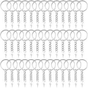 مجموعة حلقات سلسلة المفاتيح، 50 قطعة من حلقات سلسلة المفاتيح مع حلقات القفز ودبابيس العين اللولبية السائبة للراتنج، والحرف اليدوية وصناعة نتائج المجوهرات، فضية in Kuwait