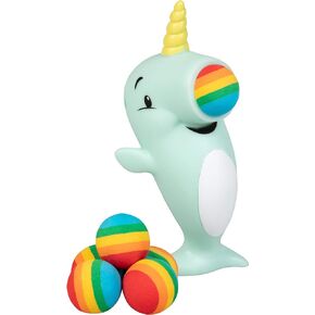 Hog Wild Narwhal Ball Popper Toy - Includes 4 Soft Foam Balls - Squeeze to Pop Air Powered Balls Up to 20 Feet - Launcher Safe for Indoor/Outdoor Play - Party Favor Gift for Kids, Girls, Boys Ages 5+