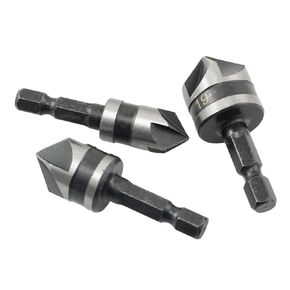 3 in 1 Chamfering Countersink Drill Bit Set Countersik Drill Bits Set 90 Degree Chamfer Countersunk Bit, 12mm 16mm 19mm Hexagon Shank Chamfering Tools