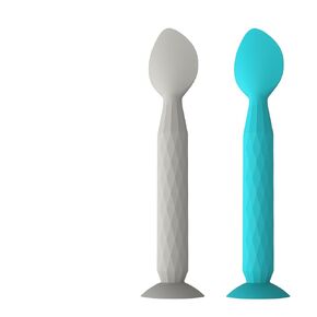 Diaper Cream Spatula - Diaper Cream Applicator with Suction Cup Base - Hygienic and Easy to Clean -Butt Spatula for Baby Essentials -Baby Shower Gifts - 2 Pack, Blue & Gray