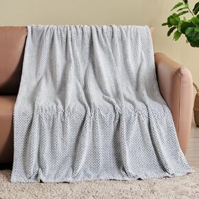 NEWCOSPLAY Super Soft Queen Blanket Light Purple Premium Silky Flannel Fleece Leaves Pattern Lightweight Bed Blanket All Season Use (Light Purple, Queen(90"x90"))
