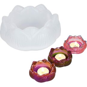 قالب راتنج حامل شموع اللوتس، قوالب صب راتنجات الإيبوكسي شمعدان، قالب سيليكون إيبوكسي للاستخدام المنزلي، كوب المجوهرات، حامل ضوء الشاي، حامل الشموع in Kuwait