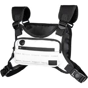 WOLF TACTICAL Compact Chest Pack Running Chest Bag For Men Running Vest Fanny Pack Chest Rig Running Bag, Multicam Black