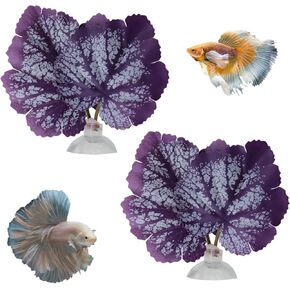 WishLotus Betta Leaf، قطعتان من أرجوحة أوراق السمك الاصطناعية خفيفة الوزن محاكاة وسادة أوراق بيتا مع كوب شفط من أجل تكاثر البيتا وديكورات حوض السمك وزخارف حوض السمك (أ، أخضر) in Kuwait