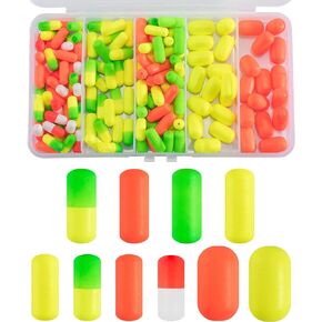 150PCS/Box Oval Foam and Cylinder Foam, Surf Fishing Rig Float Pompano Rig Bottom Rig Live Bait Rig Fish Finder Rig Strike Indicators Fly Fishing for Catfish Trout Walleye
