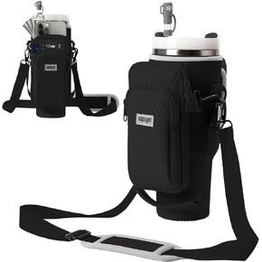 Water Bottle Holder with 3D Embossing for Stanley 40oz Tumbler with Handle Water Bottle Sling Bag with Detachable Phone Purse, Adjustable Shoulder Strap with Straw Cover for Stanley Cup Accessories in Saudi Arabia