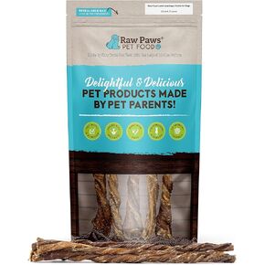Raw Paws Lamb Esophagus Twists for Dogs, 12 inch, 5-ct - Packed in USA - Lamb Weasand Twist - Natural Dog Lamb Treats from Free-Range Sheep - Lamb Dog Treats - Gullet Lamb Esophagus Dog Treats