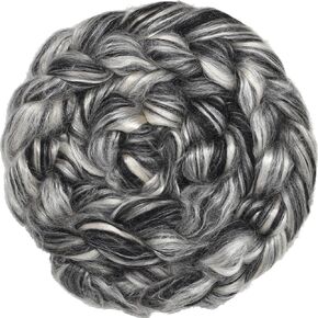 Baby Alpaca Silk Fiber Blend. Luxuriously Soft Combed Top Wool Roving for Spinning, Felting, Blending and Other Fiber Crafts. Natural Black