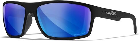 Wiley X Peak Captivate Polarized Sunglasses, Safety Glasses for Men and Women, UV Eye Protection for Shooting, Fishing, Biking, and Extreme Sports, Matte Black Frames, Blue Mirror Tinted Lenses in Kuwait
