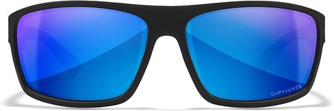 Wiley X Peak Captivate Polarized Sunglasses, Safety Glasses for Men and Women, UV Eye Protection for Shooting, Fishing, Biking, and Extreme Sports, Matte Black Frames, Blue Mirror Tinted Lenses in Kuwait