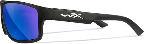 Wiley X Peak Captivate Polarized Sunglasses, Safety Glasses for Men and Women, UV Eye Protection for Shooting, Fishing, Biking, and Extreme Sports, Matte Black Frames, Blue Mirror Tinted Lenses in Kuwait
